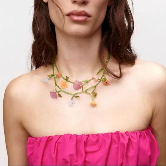 Acrylic flower layered necklace #630 - Picture 1 of 6